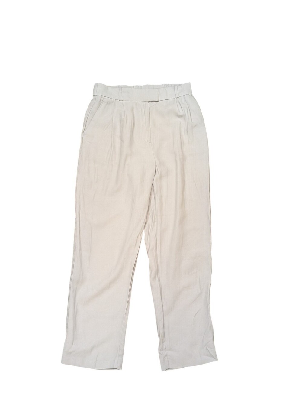 H&M Women's US 8 Gray High Rise Ankle Pants Viscose Linen Blend Straight